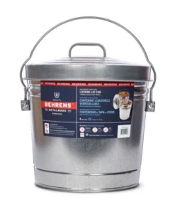 Behrens 6 Gallon Galvanized Steel Locking Lid Trash Can with Lid