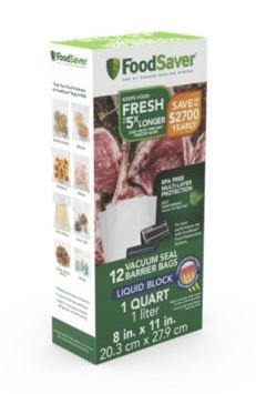 FoodSaver® Liquid Block Vacuum-Seal Quart Bags, 12 Count