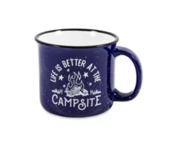 Camco Life is Better at the Campsite Ceramic Mug, Blue, Campfire Design