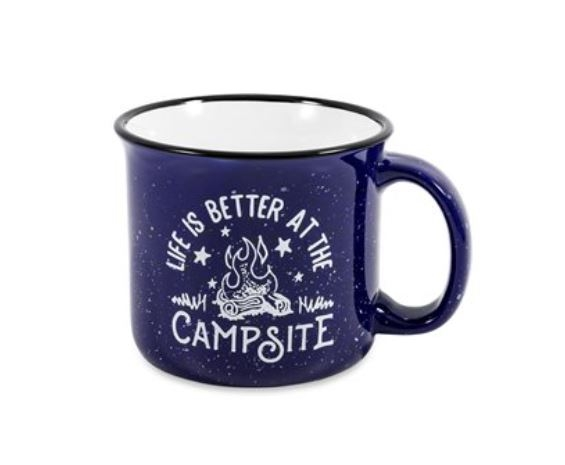 Camco Life is Better at the Campsite Ceramic Mug, Blue, Campfire Design