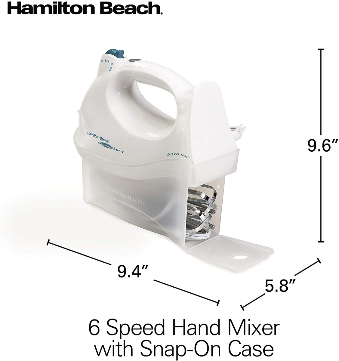 Hamilton Beach Power Deluxe 6-Speed Electric Hand Mixer with Snap-On Storage Case - Image 8