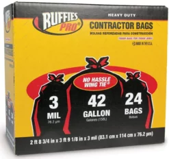 Ruffies 42 Gallon Black Contractor Bags, 24 Count