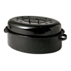 Cinsa Covered Oval Roaster, Black 19x13.5