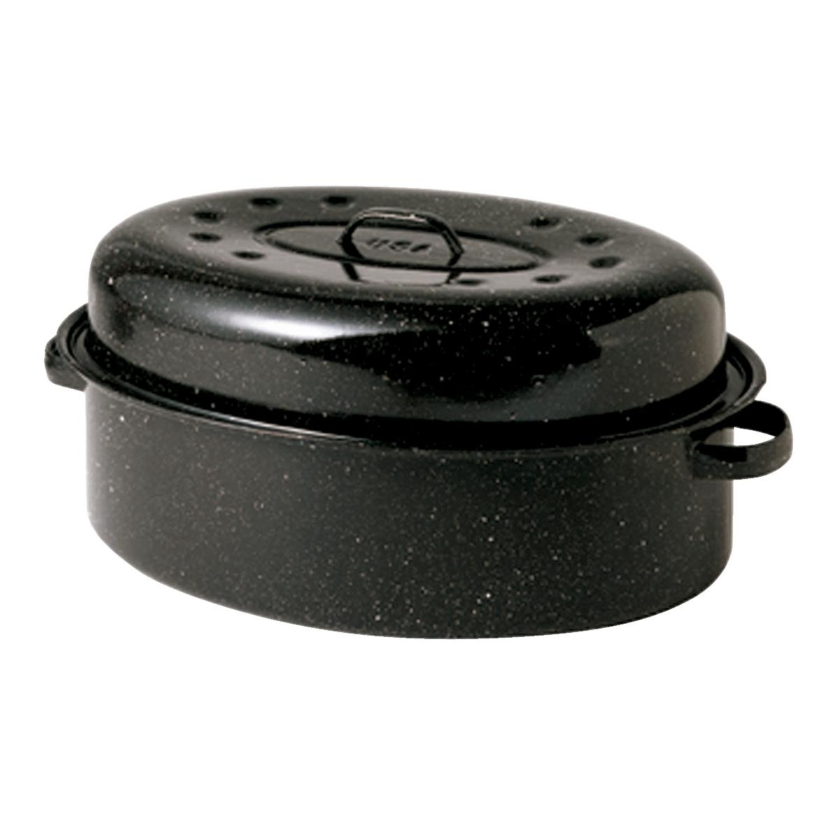 Cinsa Covered Oval Roaster, Black 19x13.5