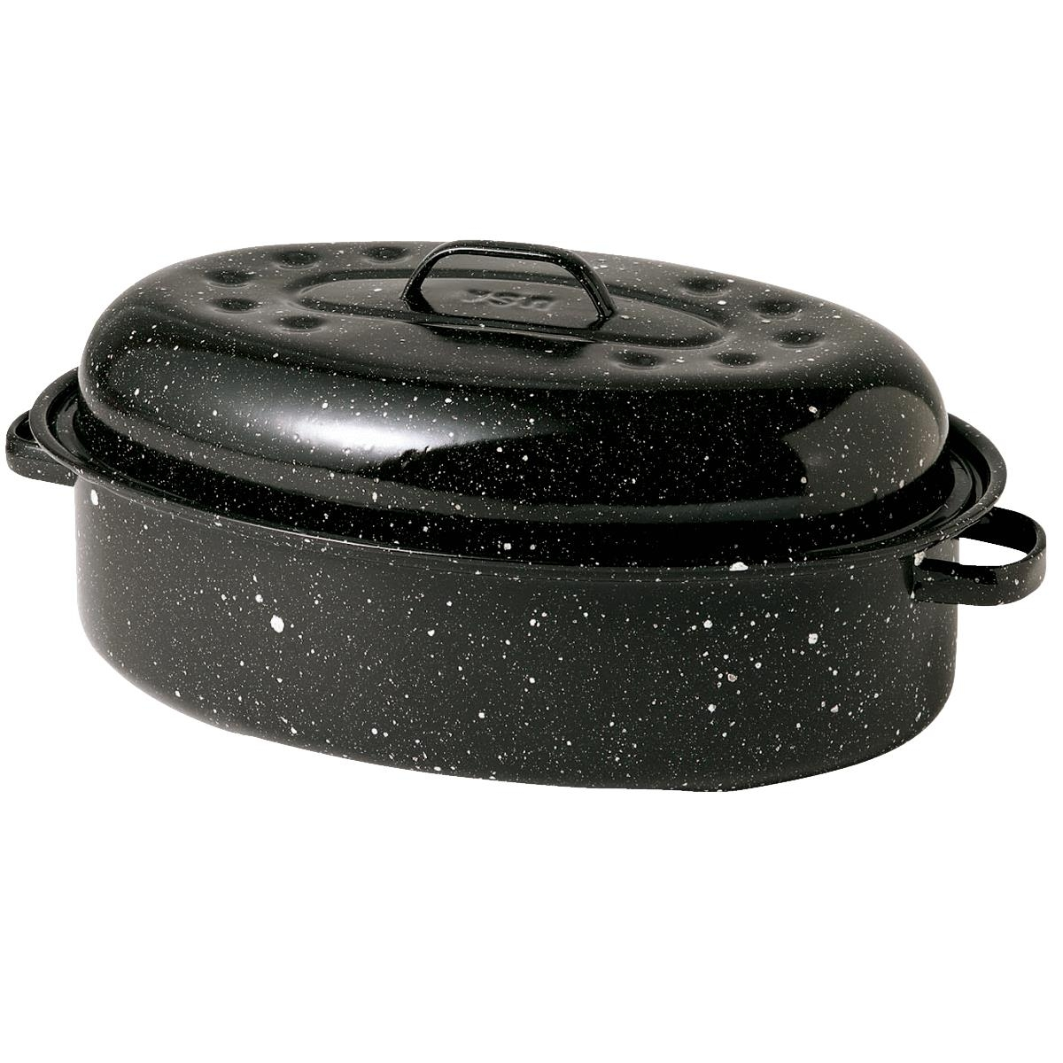 Cinsa Covered Oval Roaster, Black 15x10.25