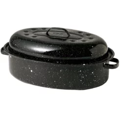 Cinsa Covered Oval Roaster, Black 15x10.25
